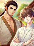 DALL·E 2025-02-15 14.00.31 – A colorful anime-style illustration of a rugged, strong man with a tanned complexion and a muscular build, wearing simple traditional Chinese clothing