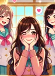 DALL·E 2025-03-14 22.20.04 – A vibrant, Japanese-inspired cartoon-style illustration of a beautiful school scene featuring three elegant sisters. They are wearing traditional scho